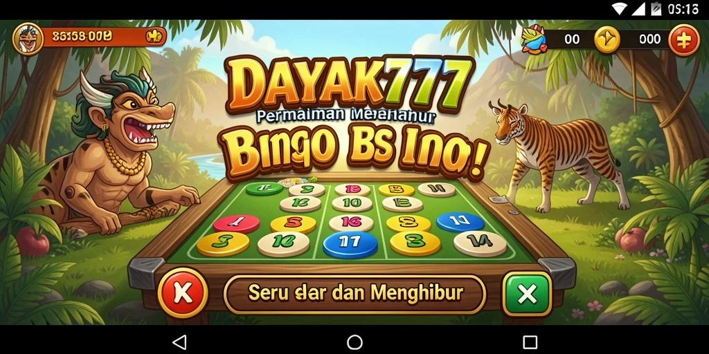 Screenshot utama DAYAK777 menampilkan gameplay Bingo yang seru.