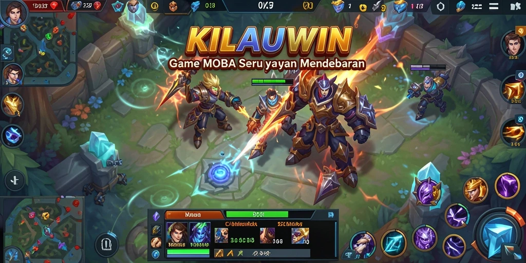Tangkapan layar gameplay KILAUWIN menampilkan pertempuran seru antara dua tim.