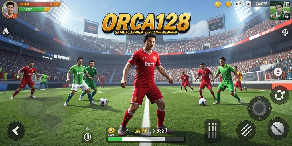 Gameplay seru dan kompetitif dalam ORCA128 yang menampilkan aksi olahraga.