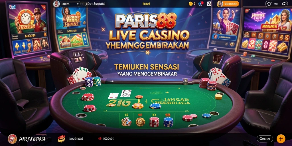 Tangkapan layar PARIS88 menampilkan dealer langsung di meja permainan yang mendebarkan.